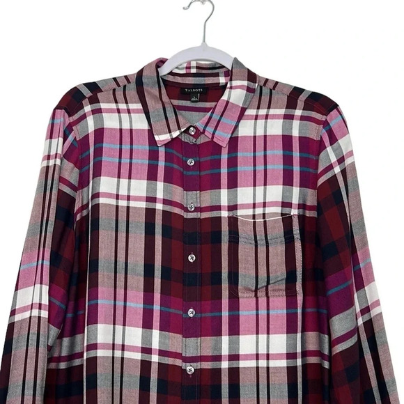 Talbots Women’s Large Plaid Button Up Long Sleeve Shirt - Picture 5 of 10